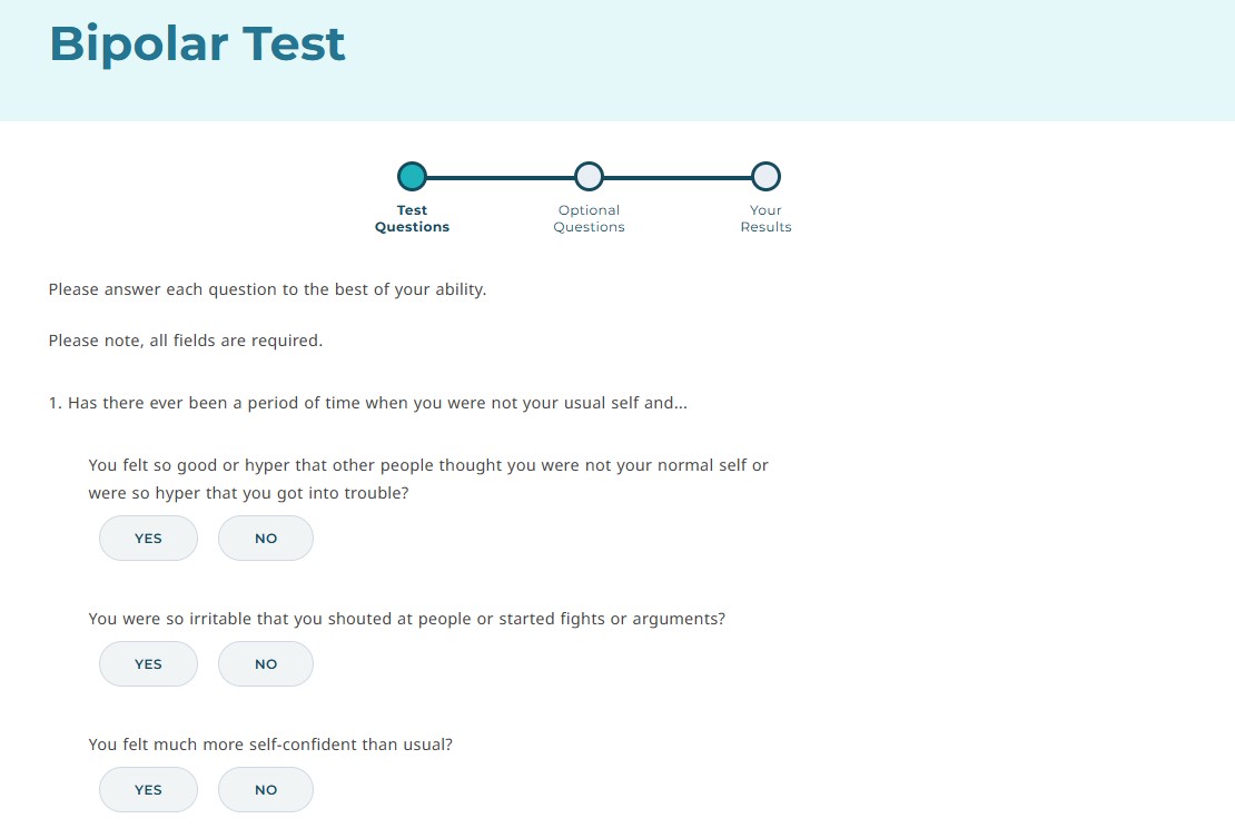 Example of Bipolar Disorder Test